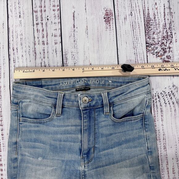 AE Super Hi-Rise Jegging Women’s 4 Short Next Level Stretch Raw Hem Distressed - Picture 4 of 8